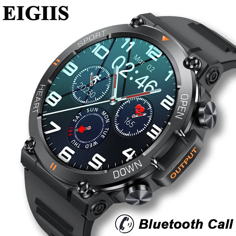 

EIGIIS Smart Watch Bluetooth Звонок Мужчины 1.39" Полный сенсорный спорт фитнес-трекер монитор кровяного давления Smartwatch музыка играть часы