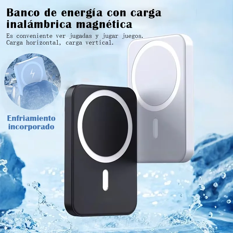 باور بانك مغناطيسي 10000 مللي أمبير 15 وات مع حامل قابل للطي وشحن سريع وشاحن لاسلكي محمول وبطارية احتياطية لهاتف iPhone Android #1