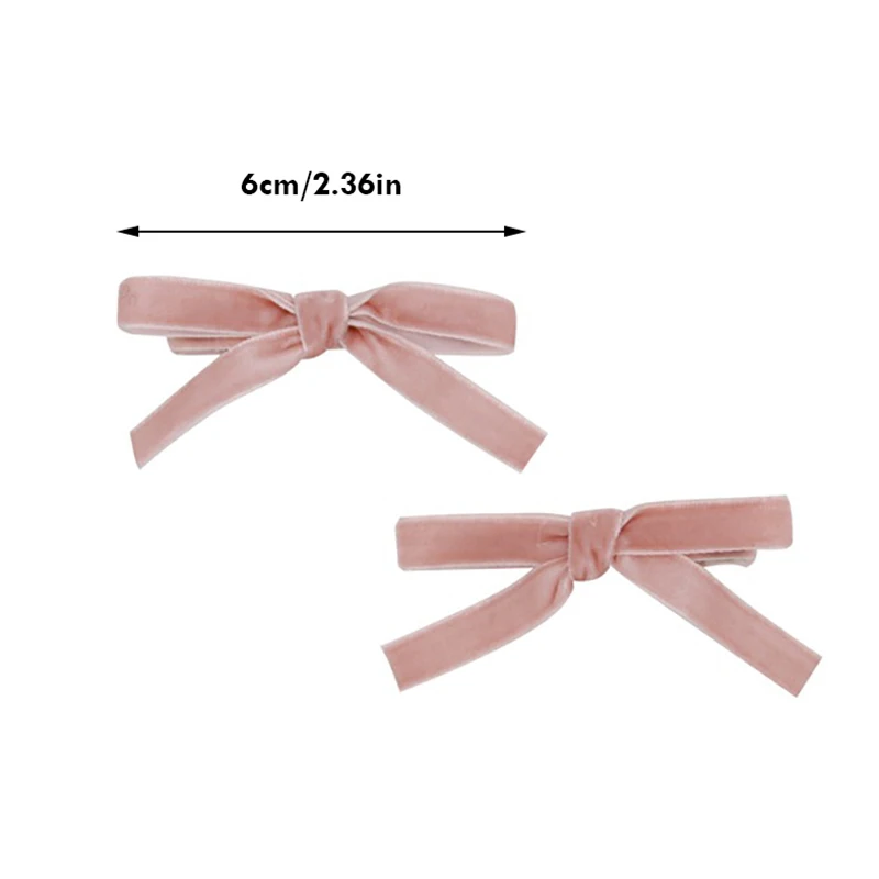 Pince à cheveux vintage en velours pour femmes et filles, petit nœud, long ruban, épingles à cheveux coréennes, accessoires de mariage, 1 pièce, 2