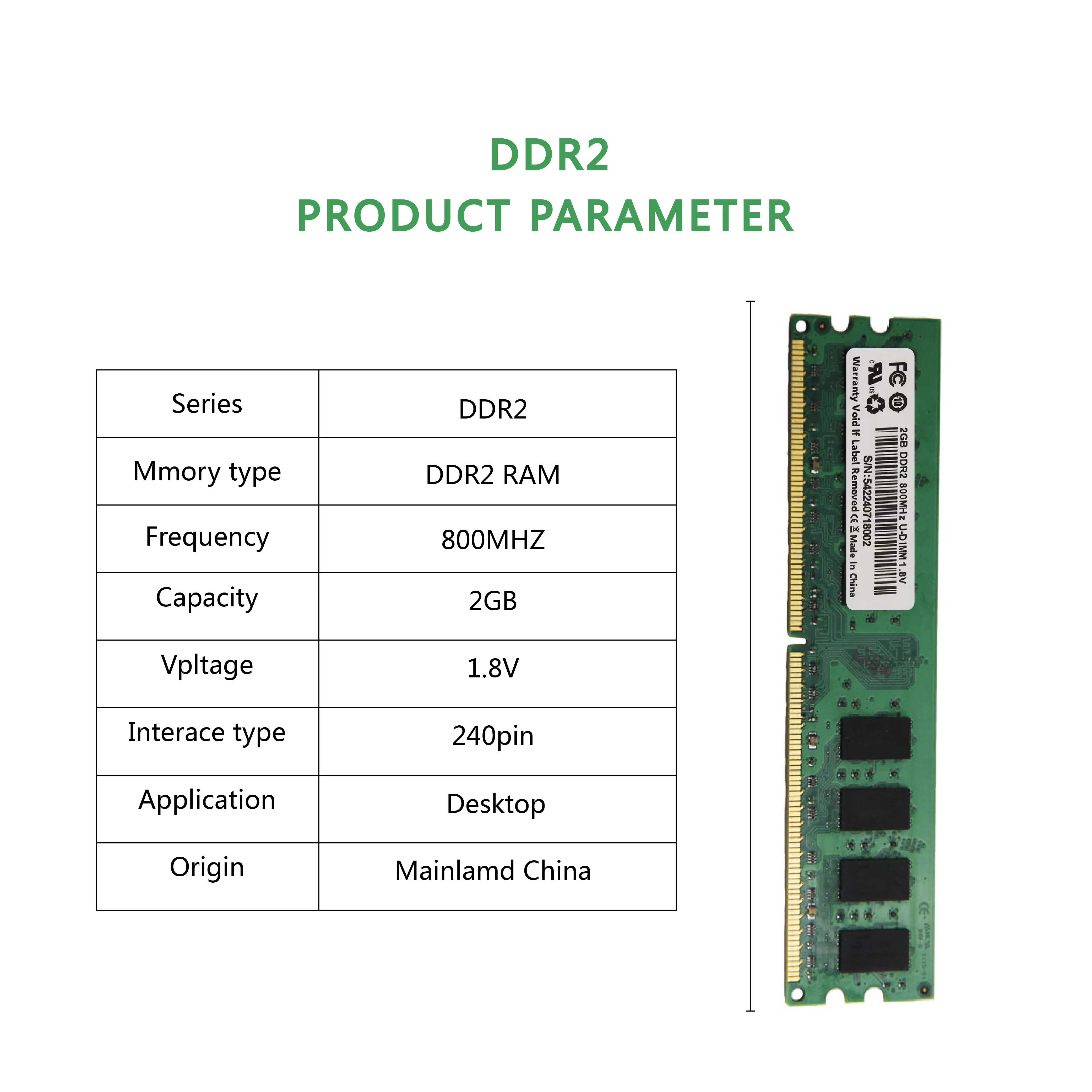 DDR2 RAM 2GB 800MHz PC2-6400 Desktop Memory DIMM 240Pin 1.8V Computer RAM Upgrade for Intel AMD PC