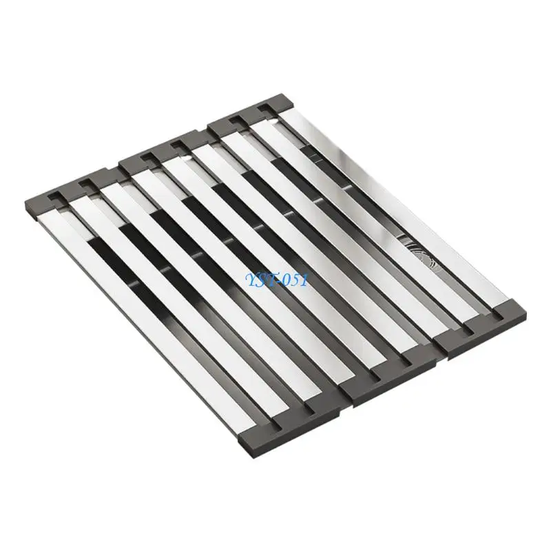 E15A Foldable 304 Rustless Steel Dish Drainer Perfect For Fruits And Vegetables