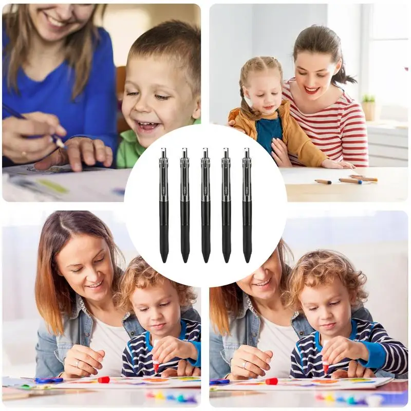 Canetas esferográficas Stylish Black Ink, canetas signature business, ponto médio, canetas portáteis de estudo para estudantes, artigos de papelaria para meninos, 5pcs, 0,5mm