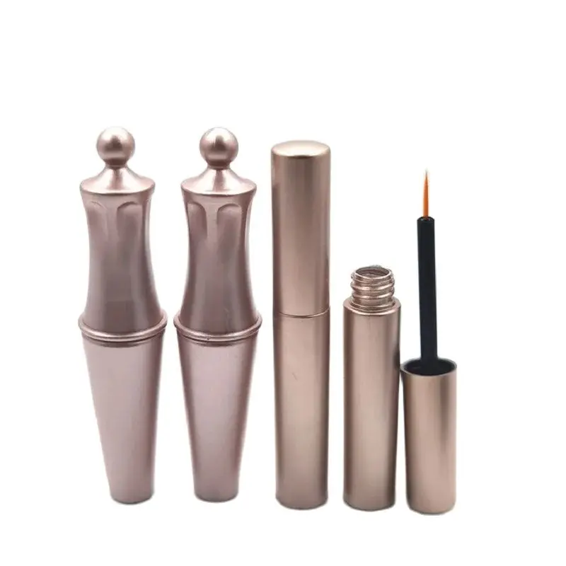 

5ML Liquid Eyeliner Brush Tube Crown And Round Shape Matt Gold Empty Eyelash Glue Bottle Eye Liner Vial Bottles Containers DIY