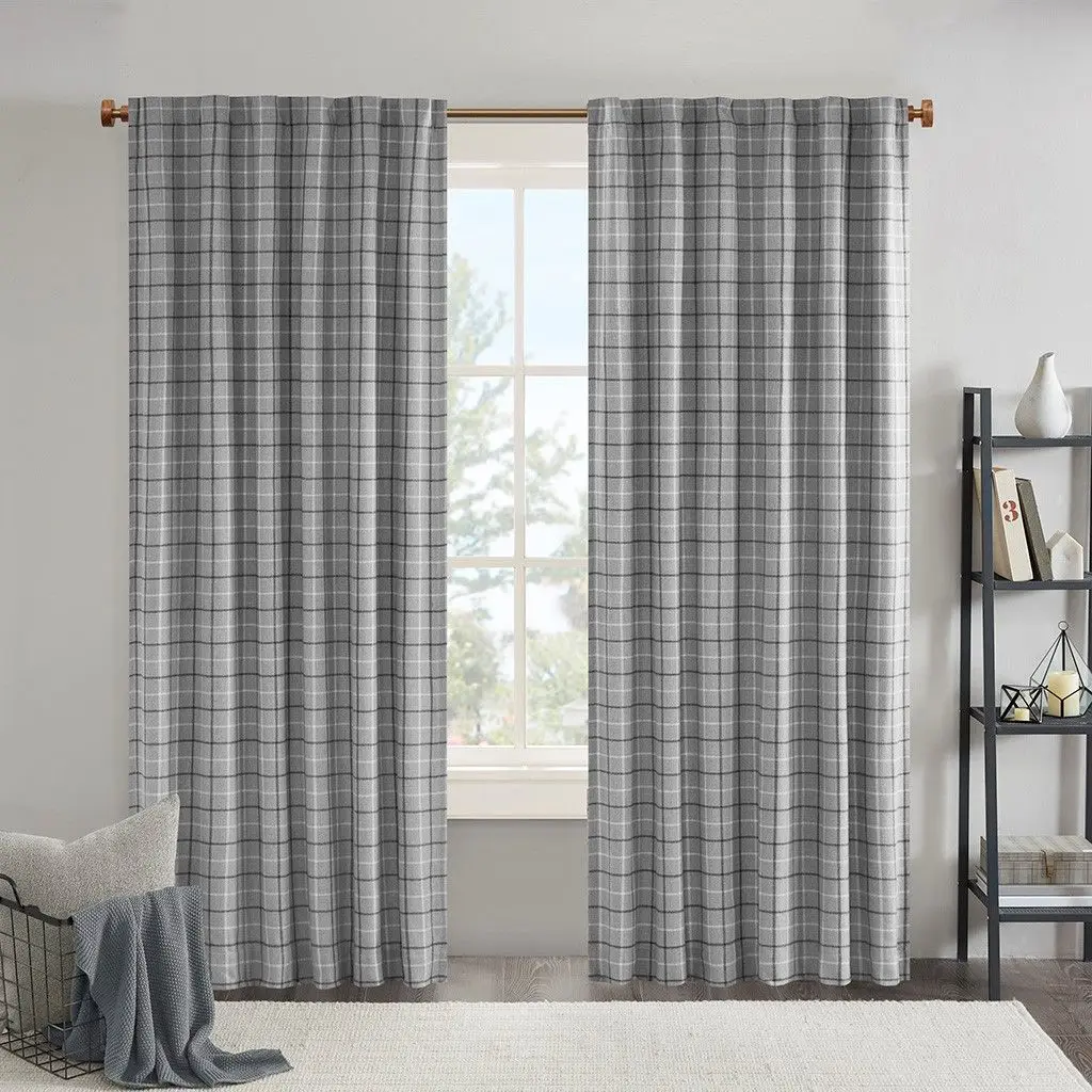 

Plaid Rod Pocket and Back Tab Curtain Panel with Fleece Lining(Only 1 Pc Panel)