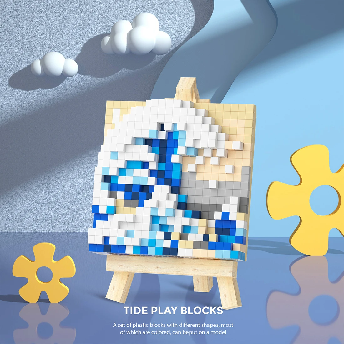 Artistic Pixel Painting Little Building Blocks Starry Night Kanagawa Diamond 3D Model Nano Brick Toys for Table Decor Micro