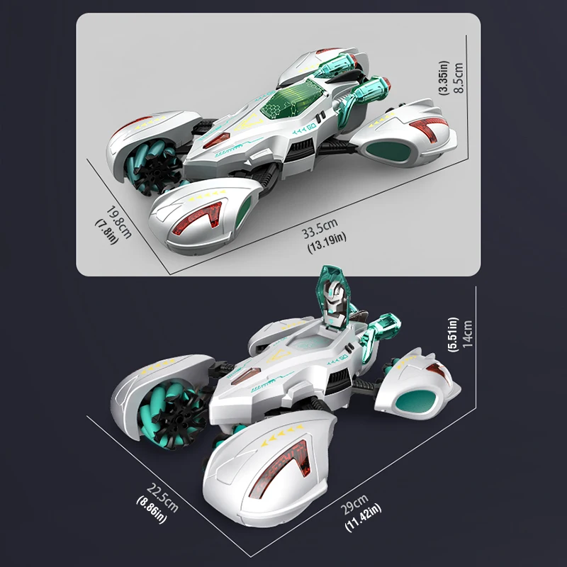 Rc Stunt Robot Auto 13Ch 2.4G Afstandsbediening Drift Auto Model Voertuig Vrachtwagen Swing Arm met Licht en Muziek Speelgoed voor Jongens Kids Gift