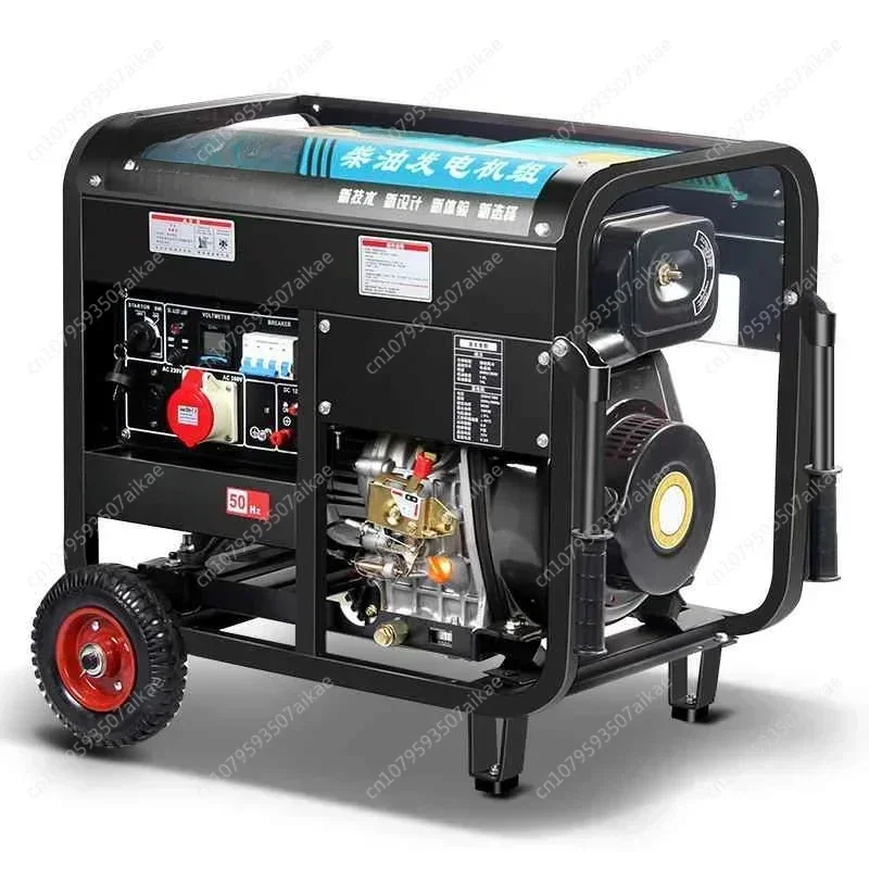 Generator Set 220V Household 380V Small Gasoline 5kW/6/8/10kW Single Cylinder Three-phase Silent