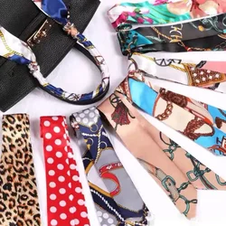 New Print Flower Small Scarf for Women Handle Bag Ribbons Brand Fashion Head Scarf Small Long Skinny Scarves Wholesale Headbands