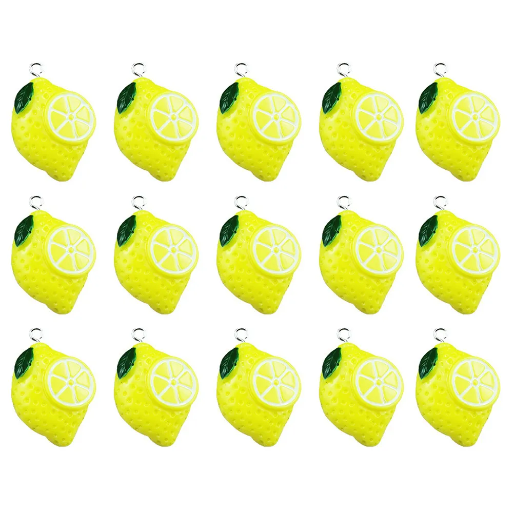 

30 шт. подвесок в форме лимона для серег, украшений своими руками, декоративные шармы из сплава и смолы для ожерелий и цепочек для свитеров