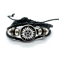 2023 New Supernatural Sign Leather Bracelets Sam Dean Multilayer Braided Bracelets Bangles Handmade Jewelry Gifts