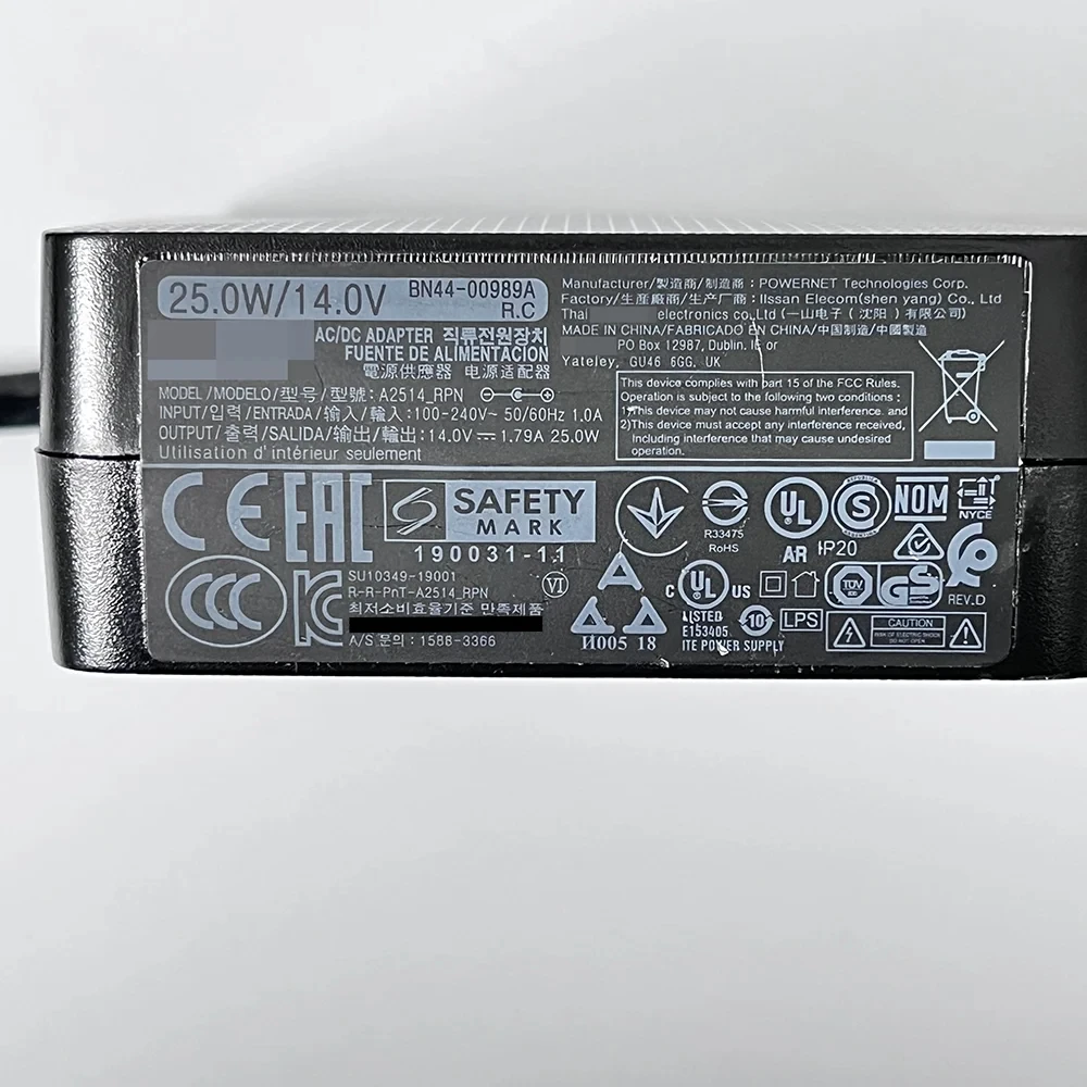 A2514_RPN BN44-00989A ใหม่อะแดปเตอร์ที่ชาร์จไฟสำหรับ S27F350FHM LS27F352FHN S27F354F C24F390 BN4400989A 1.79A 25W 14V
