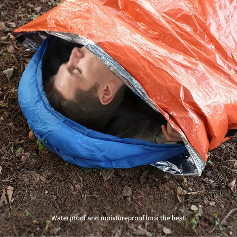 Survival Blanket Sleeping Bag Waterproof Lightweight Blanket Survival Gear Survival Bivvy Sack Portable Thermal Sleeping Bag