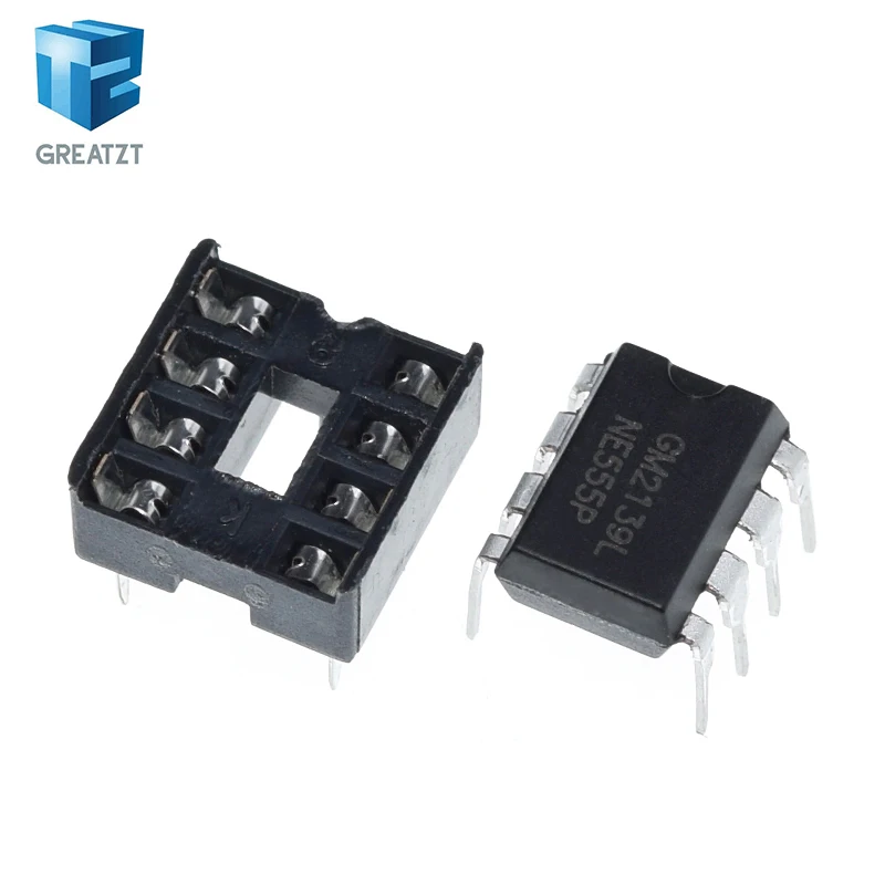 10Pcs , (5 Each) NE555 NE555P IC 555 Timer Programming Oscillator Chip & 8 Pin DIP Sockets