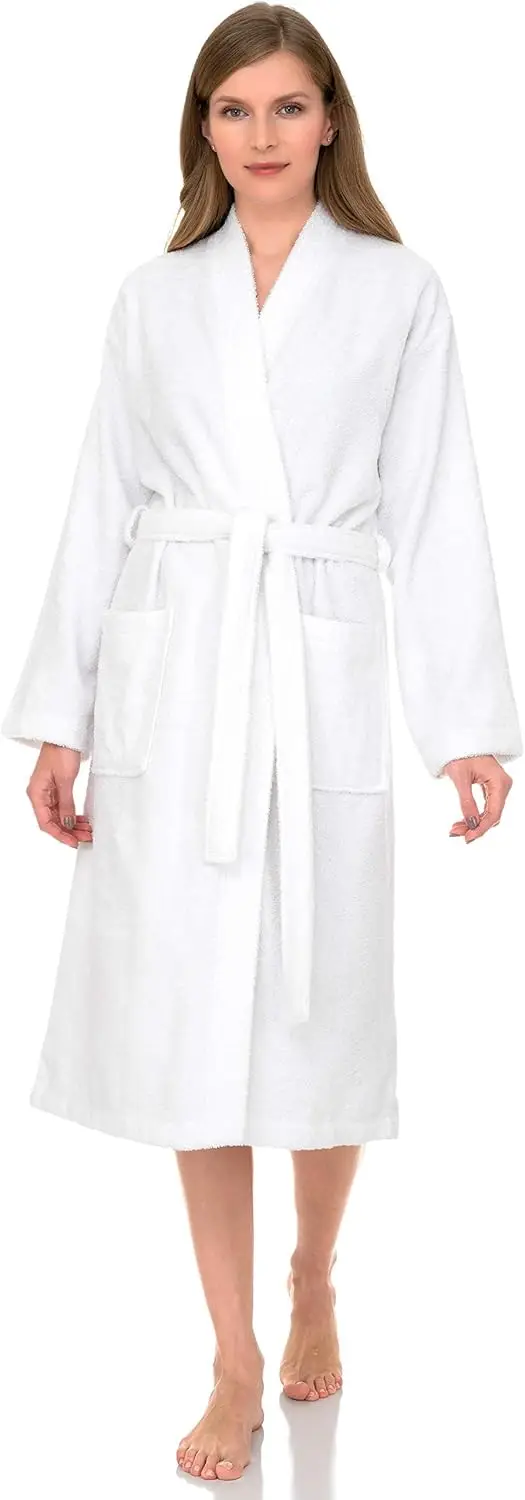 TowelSelections - Bata de Baño para Mujer, 100% Algodón, Tela de Rizo, Suave, Tipo Kimono