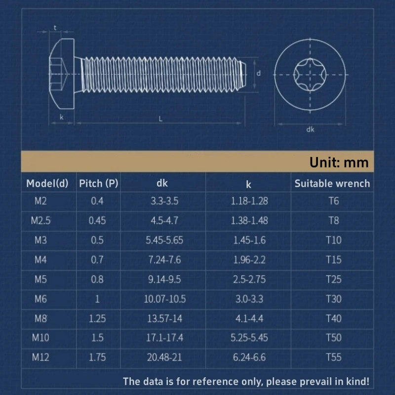 M2 M2.5 M3 M4 M5 M6 M8 M10 M12 304 A2 Stainless Steel Six Lobe Torx Button Round Head with Pin Anti-theft Security Bolt Screws