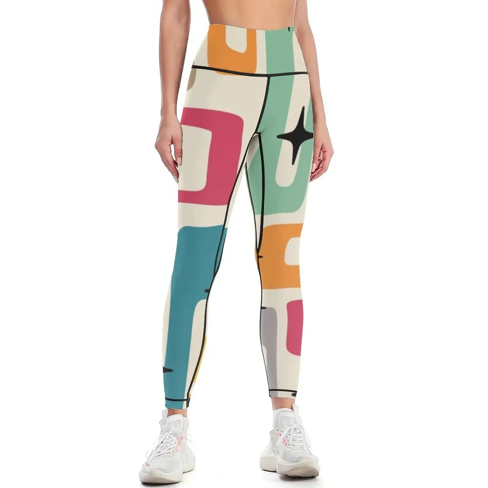 

Retro Mid Century Modern Abstract Pattern 154 Leggings Women's pants Pants sport Women sports gym top Womens Leggings