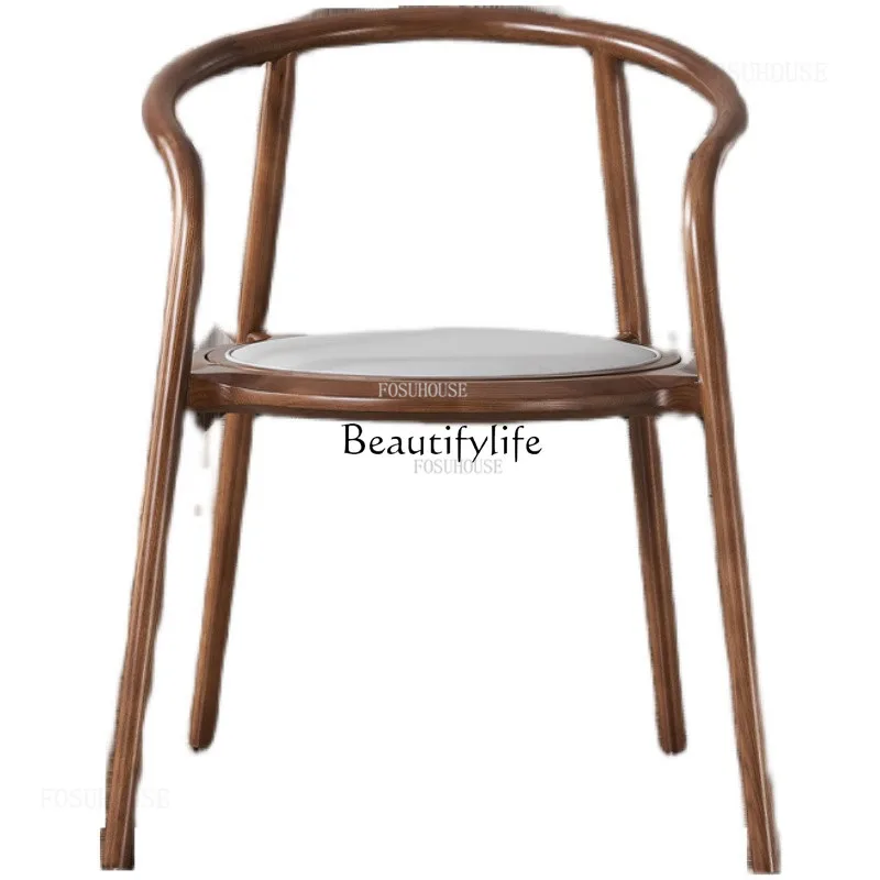 

Round Dining Chair for Kitchen Armchair Solid Wood Single Chair Surrounding Chairs Negotiation FOSUHOUSE Backrest Tea Room Chair