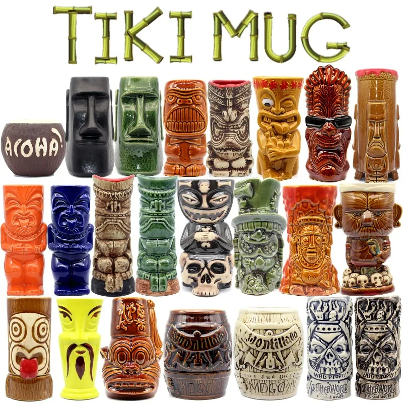 تيكي بار تيكي MUG كيلر هاواي كوكتيل زجاج مارتيني أكواب سيراميك كوب إبداعي أكواب جزيرة عيد الفصح هدية الهالوين لأدوات البار