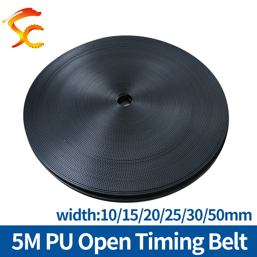 

ONEFIRE Arc Tooth PU Black 5M Open Synchronous belt Width 10/15/20/25/30/50mm Polyurethane steel 5M-30 HTD5M Timing Belt