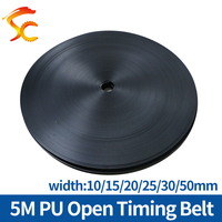 ONEFIRE Arc Tooth PU Black 5M Open Synchronous belt Width 10/15/20/25/30/50mm Polyurethane steel 5M-30 HTD5M Timing Belt