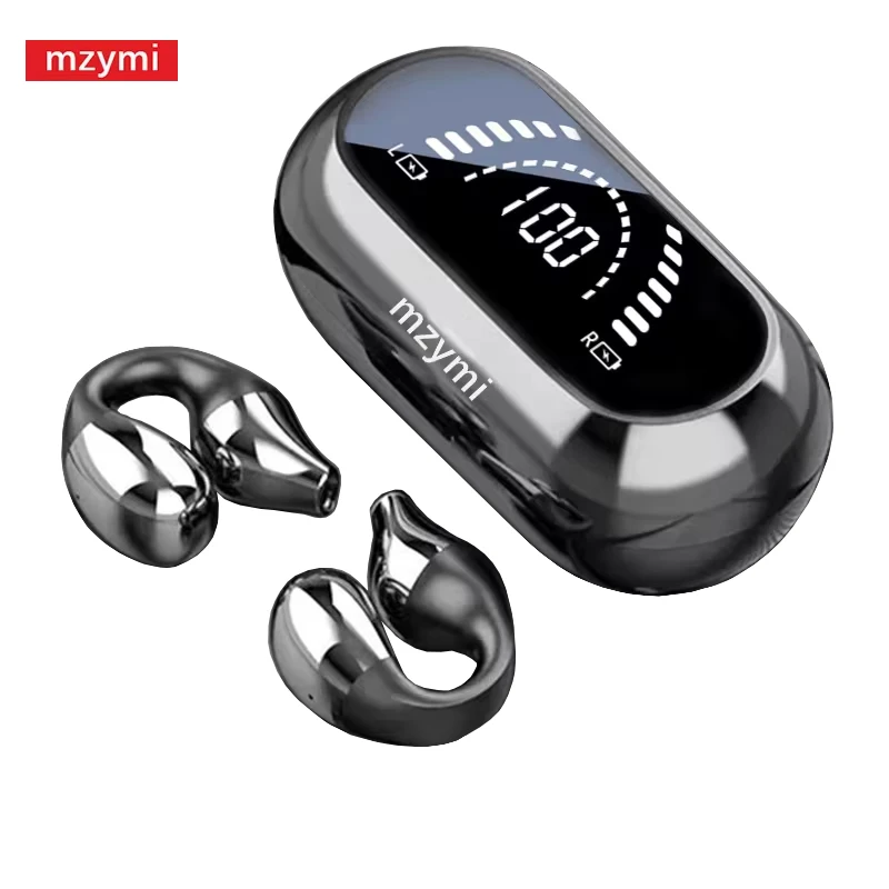 

MZYMI Wireless Bluetooth Headset 5.3 Earclip Sports Headphones with Microphone Earhook High Power E-sports Earphones with Screen