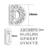 10pcs Internal Dia 10mm Slide Charm English Initial Capital Letters DIY Accessories fit 10mm Wide Belt Pet Collar