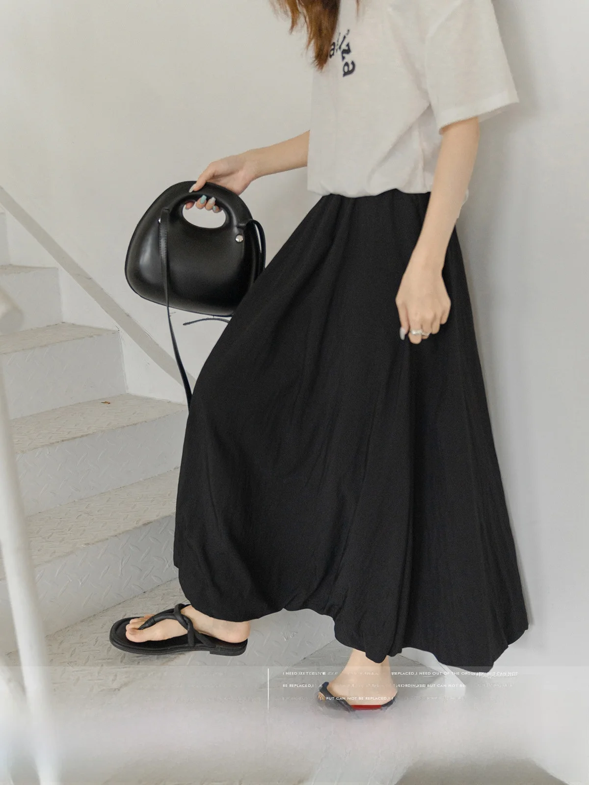 

MoZa Bla A-Line Skirt Women's Summer Pleated Flared High Waist Flower Bud Long Skirt Korean Sle Casual Wear