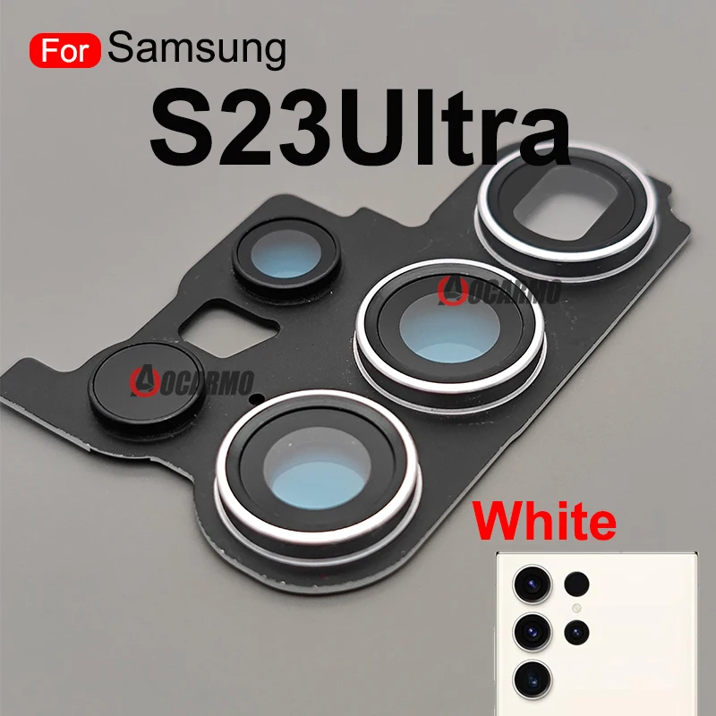 For Samsung Galaxy S23 S23+ Plus S23Ultra Back Rear Camera Lens With Frame And Adhesive Replacement Part