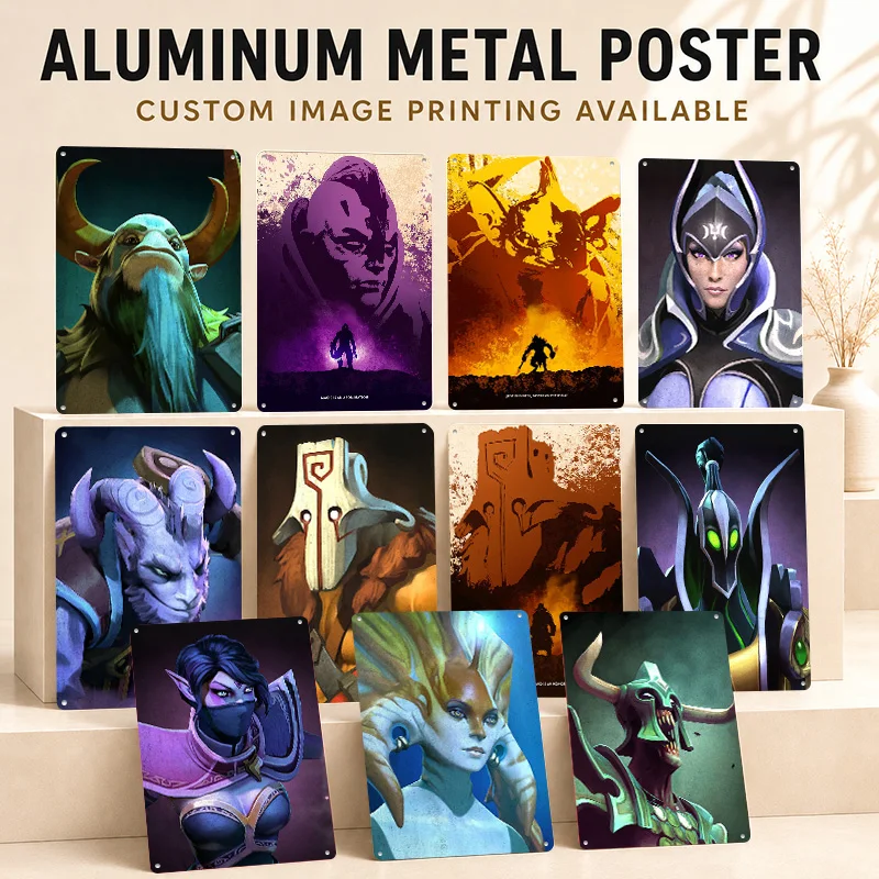 Dota2 Aluminum Posters Customized Metal Tin Sign Premium Immersive Gaming Tribute Wall Art For Bedroom Study And Adventure Fans