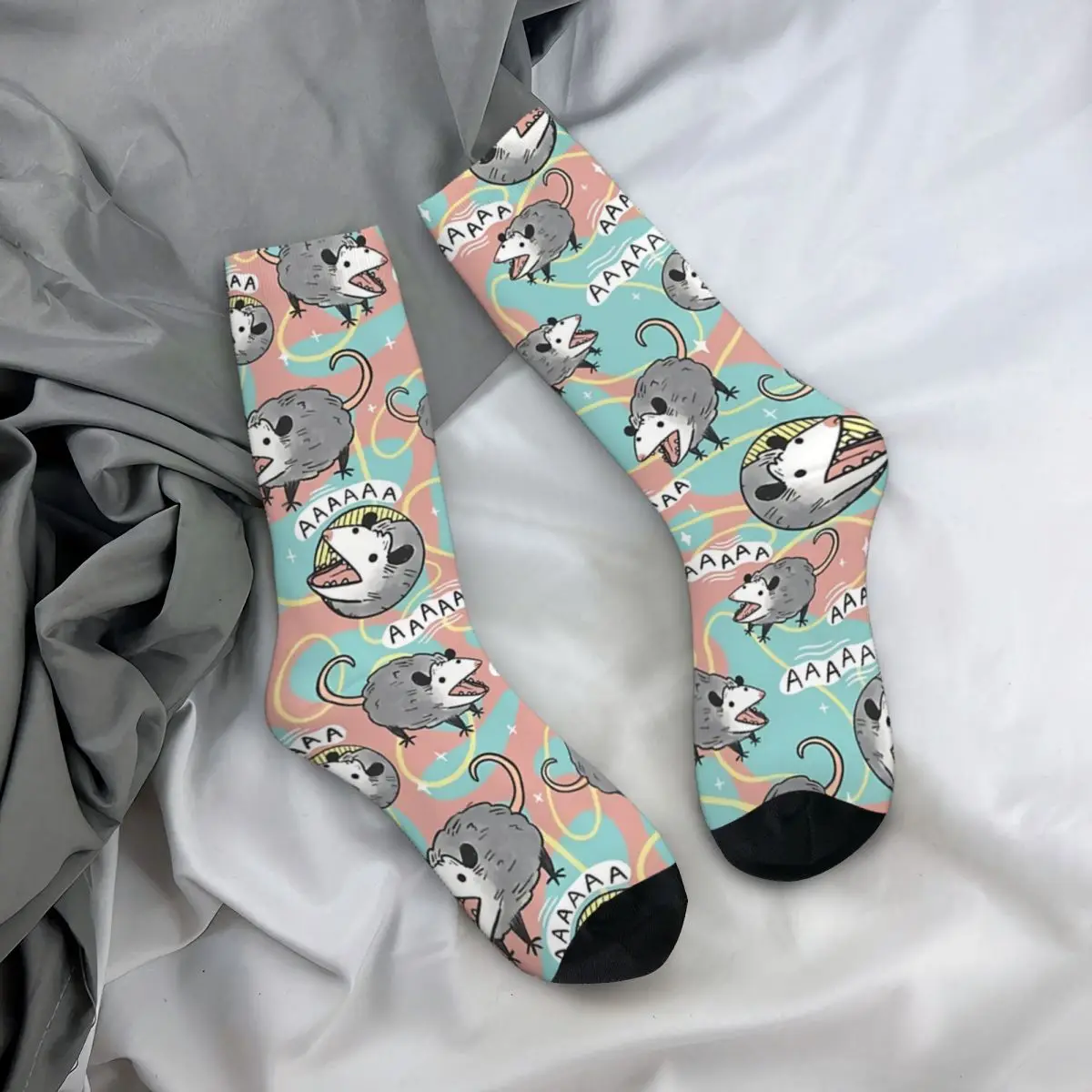 Opossum-calcetines con estampado divertido para hombre y mujer, calcetín Unisex con estampado divertido de patrón Harajuku, ideal para regalo