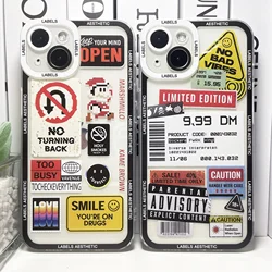Mix Labels Aesthetic Stickers Collage Phone Case For iPhone 16 15 14 13 12 11 Pro Max Mini XS X XR SE 7 8 Plus Clear Soft Cover