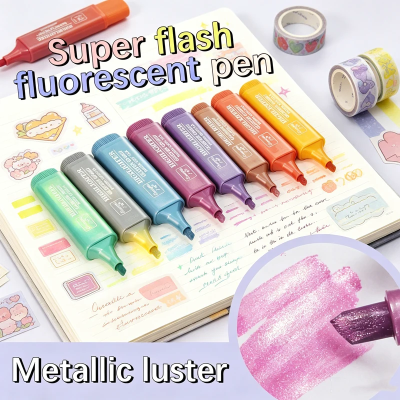 

GN 16 Colors Glitter Metallic Pastel Highlighter Pen Set,Markers for Student Note Marking,Hand Drawing & Art Graffiti Stationery