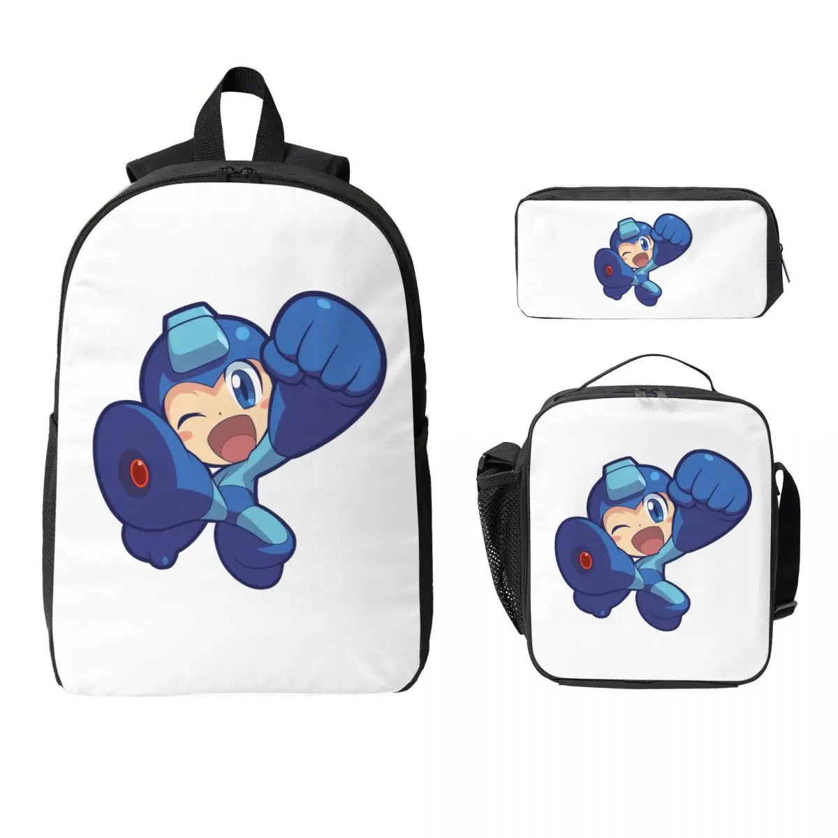 

Megaman видеоигра Mega Man рюкзак для мальчиков и девочек BookBag школьная сумка для ноутбука сумки на плечо 3ps изолированная сумка для обеда пенал