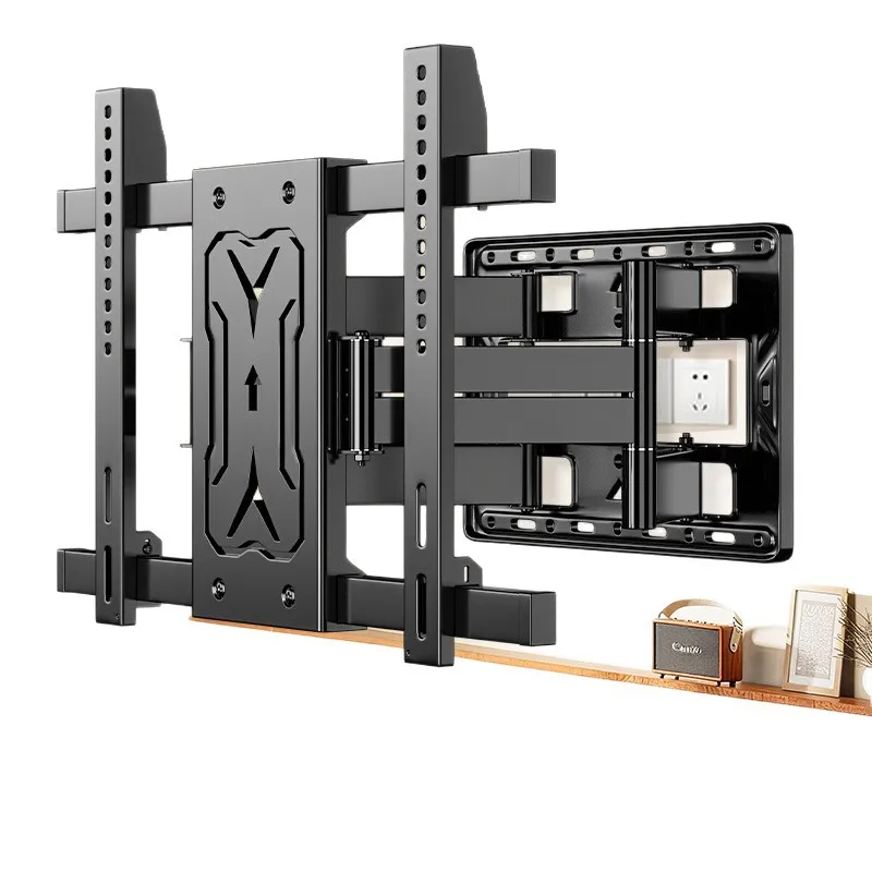 The TV mount is movable, telescopically rotated, wall-mounted, stable, supports 32-110 inches, suitable for mobile stands