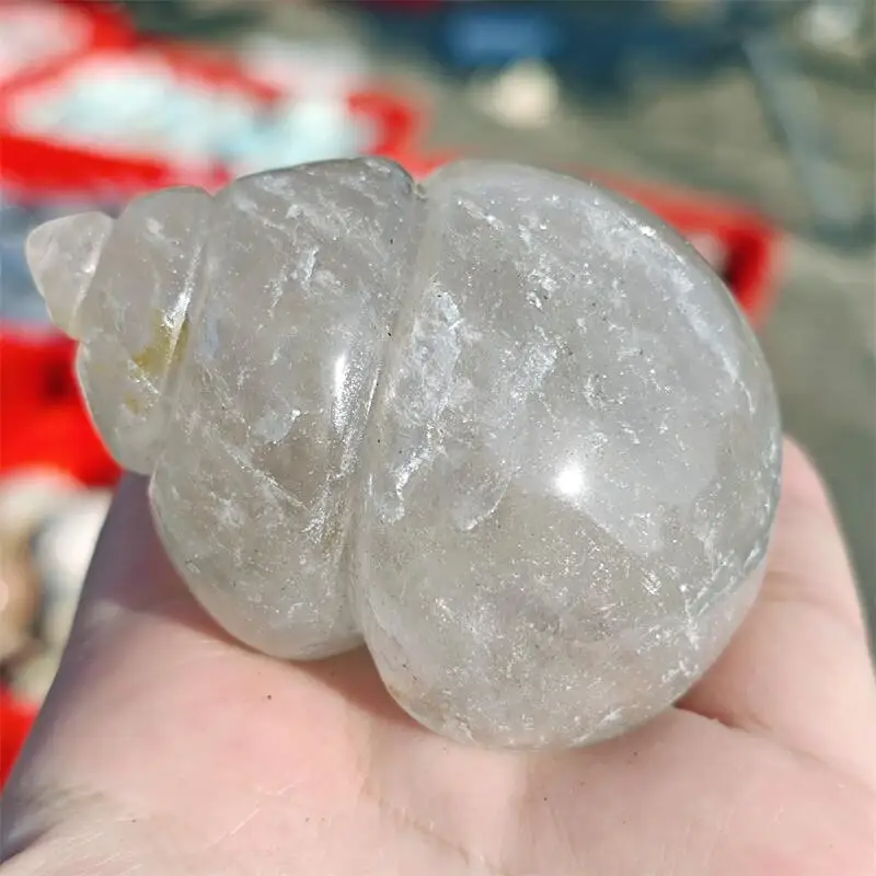 

Натуральный прозрачный кварц, резьба в виде ракушек, исцеление фэншуй для детской комнаты, подарок на день рождения, орнамент, 1 шт.