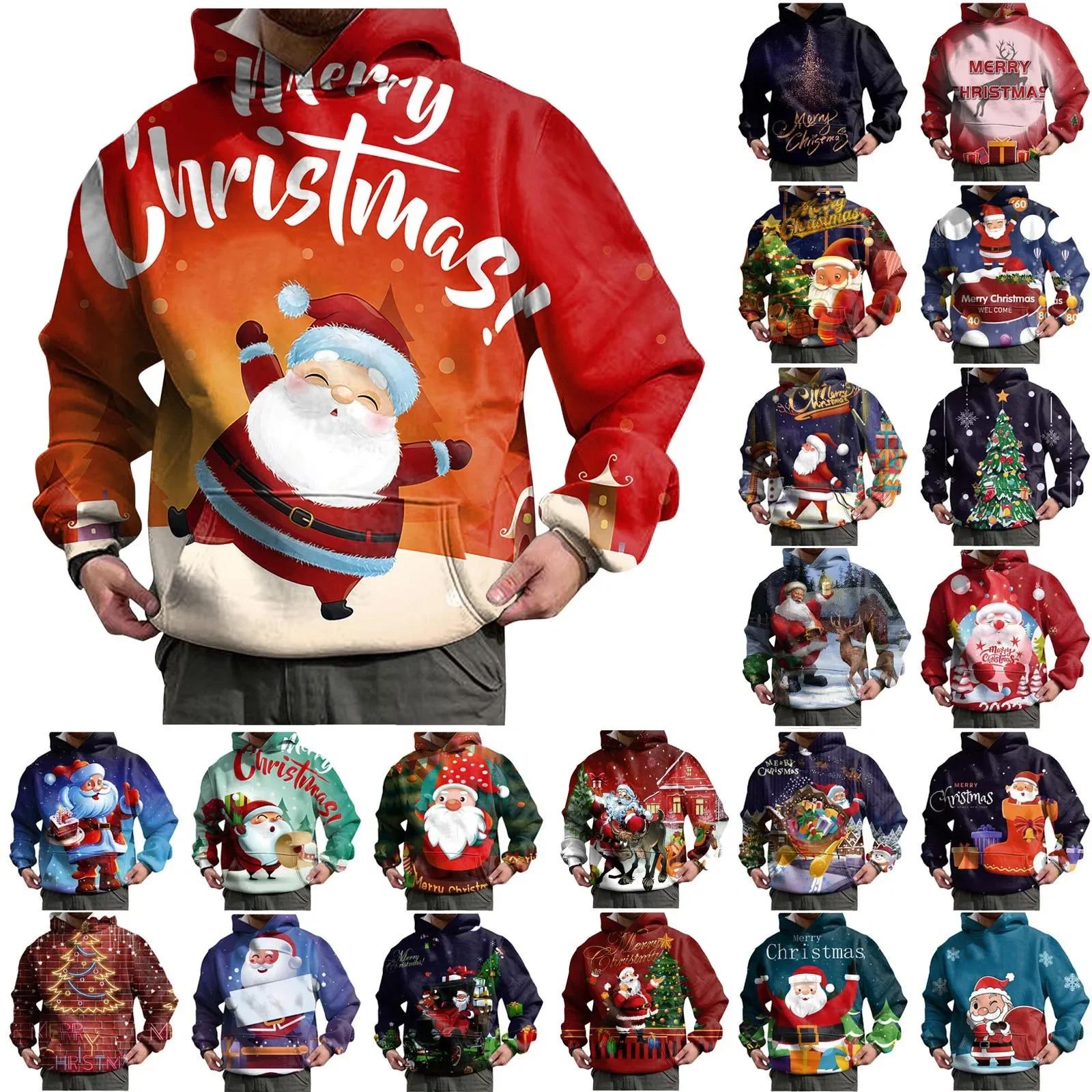 

Merry Christmas Santa Claus Hoodie 3d Print Snowman Elk Pullover Men Women Autumn Hoodies Long Sleeves Sweatshirt Male Clothing