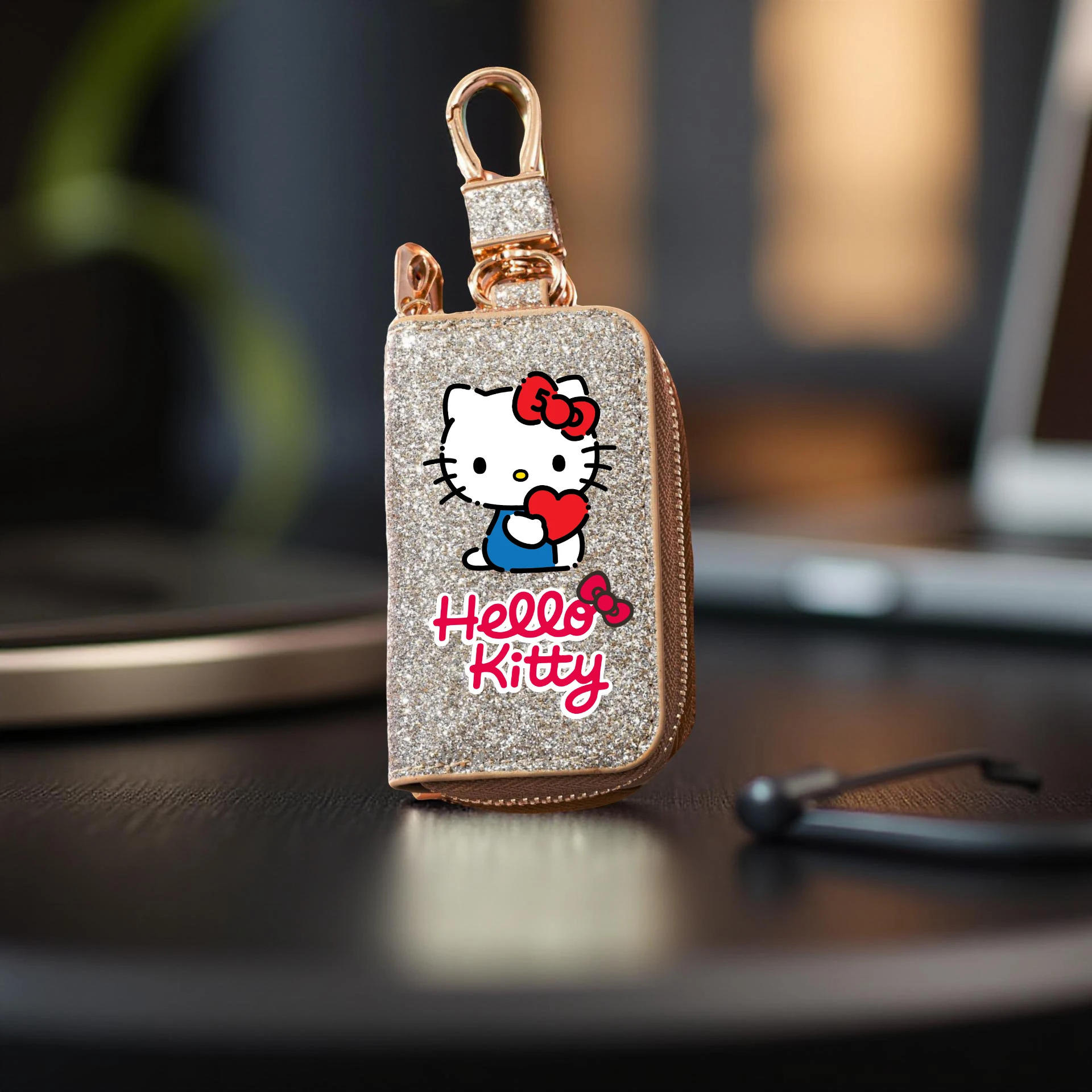 حقيبة مفاتيح كورومي منظم مفاتيح السيارة مع سلسلة مفاتيح متعددة الوظائف بسحاب تصميم مدمج للاستخدام العائلي حقيبة قلادة محفظة صغيرة #5