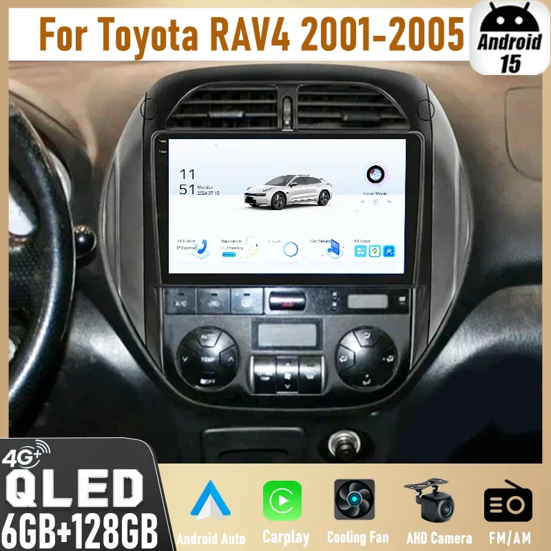 

9" Car Radio For Toyota RAV4 2001-2005 Android 2Din CarPlay GPS Touch Screen Multimedia Stereo Head Unit