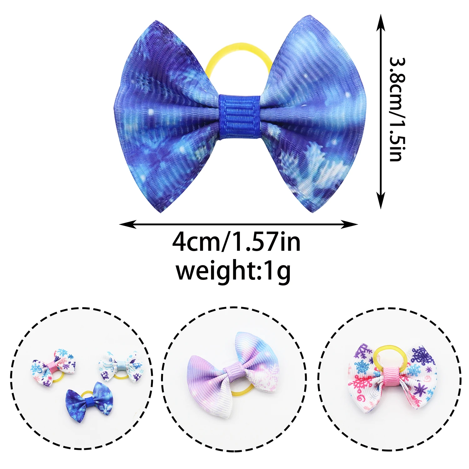 50/100Pcs Winter Style Dog Hair Bows Snow Pets Bowknots With Rubber Bands Cute Dog Topknots Accessories Bows