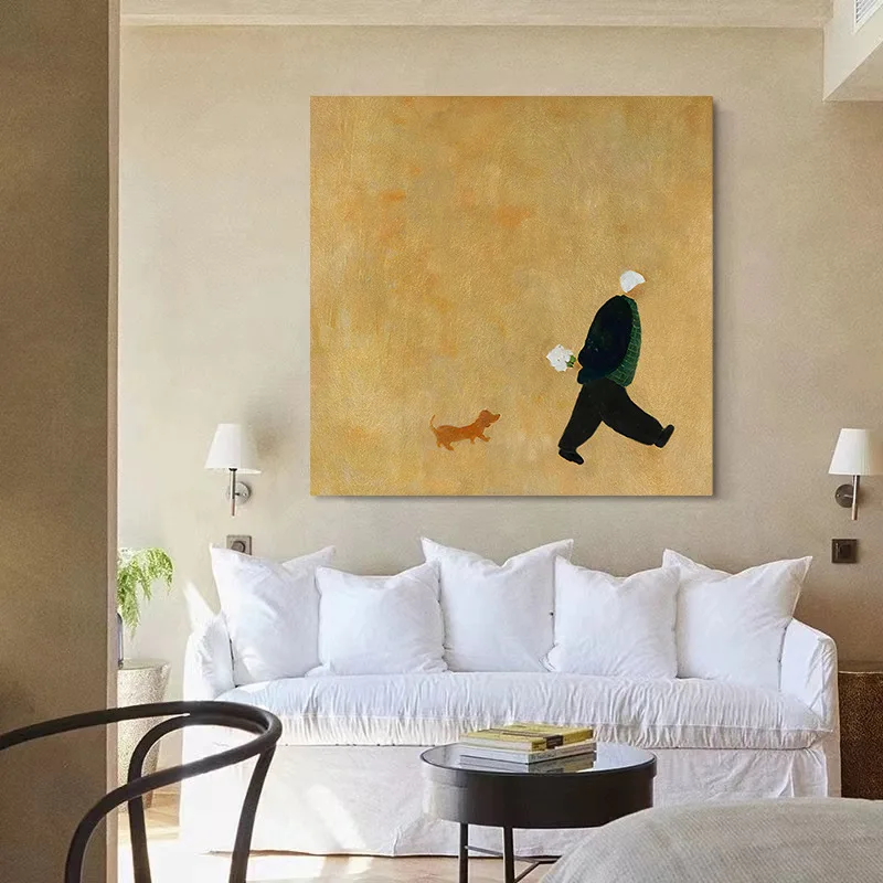 Vintage wabi-sabi wind bedroom room decoration painting minimalist creative dining room simple canvas painting
