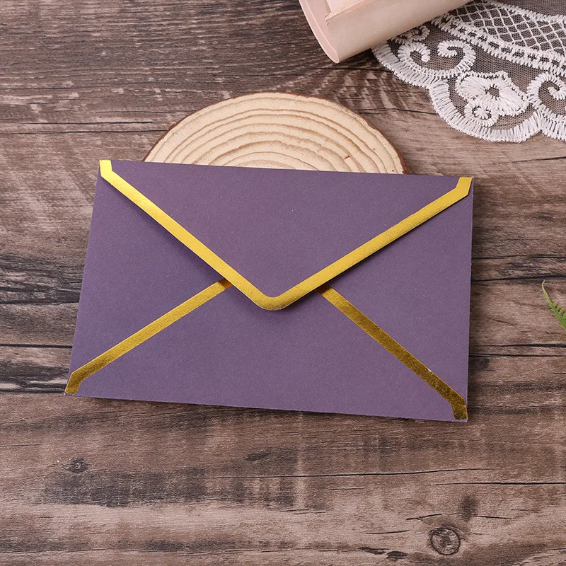 30pcs/lot 105*155mm Green Paper Envelope Golden Edged Wedding Invitations Postcard Envelope High-grade Busines Packing Giftbox