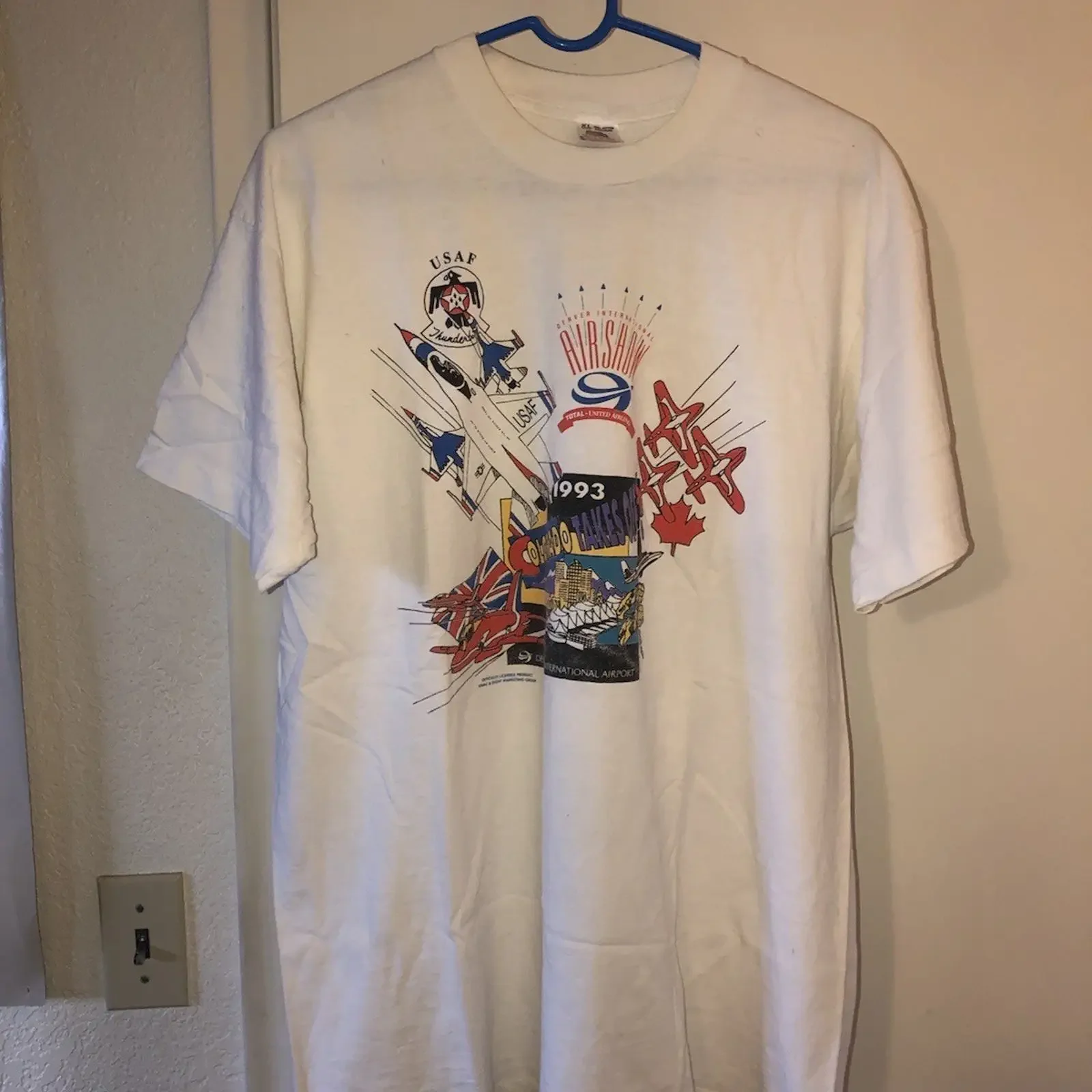 VTG 1993 Denver International Airshow T Shirt XL Thunderbirds Snowbirds Arrows vintage Washed Top For Everyday Wear Versatile