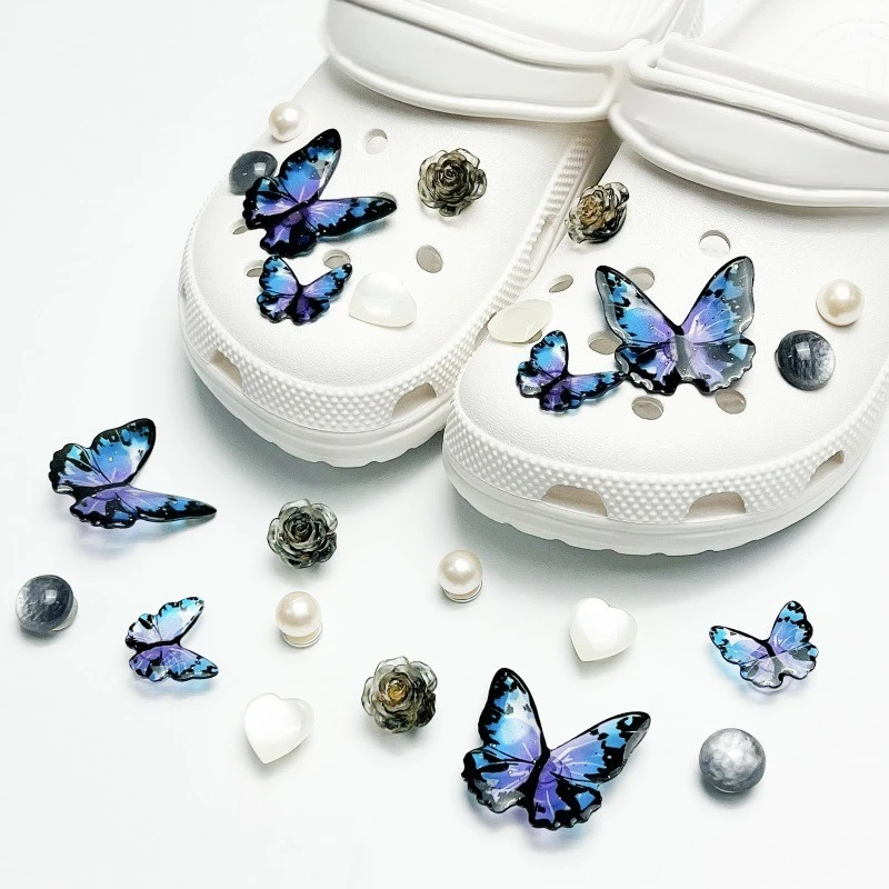 3D Butterfly Pear DIY Flower Shoe Charms For Clogs Bubble Slides Sandals Removable Shoe Decorations Accessories Christmas Gift