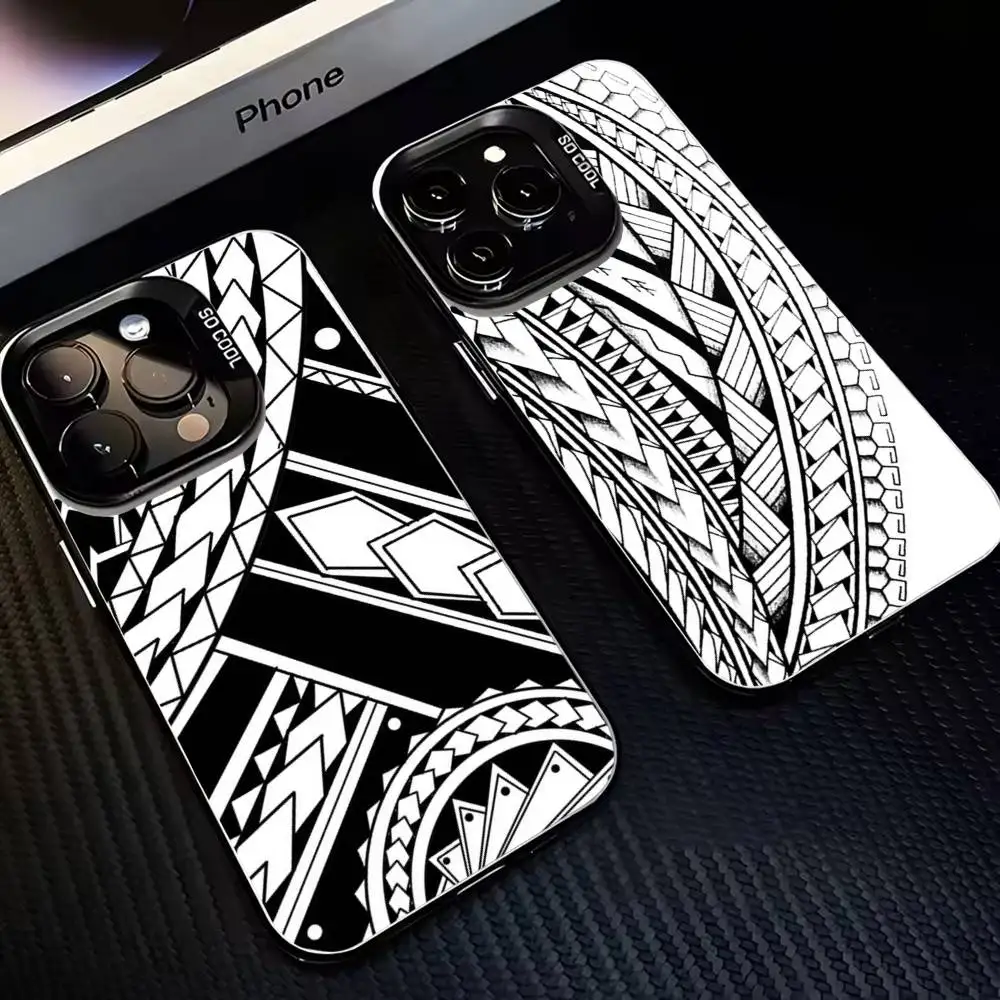 

Polynesian-Mix Phone Case For iPhone17,16,15,14,13,12,11 Plus,Pro Max Black Matte Shockproof Cover