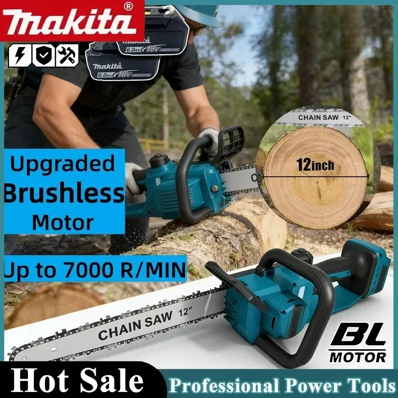 

Makita 18V Portable Chainsaw Brushless Electric Chain Saw Rechargeable Cordless Graden Pruning 2200W Tools