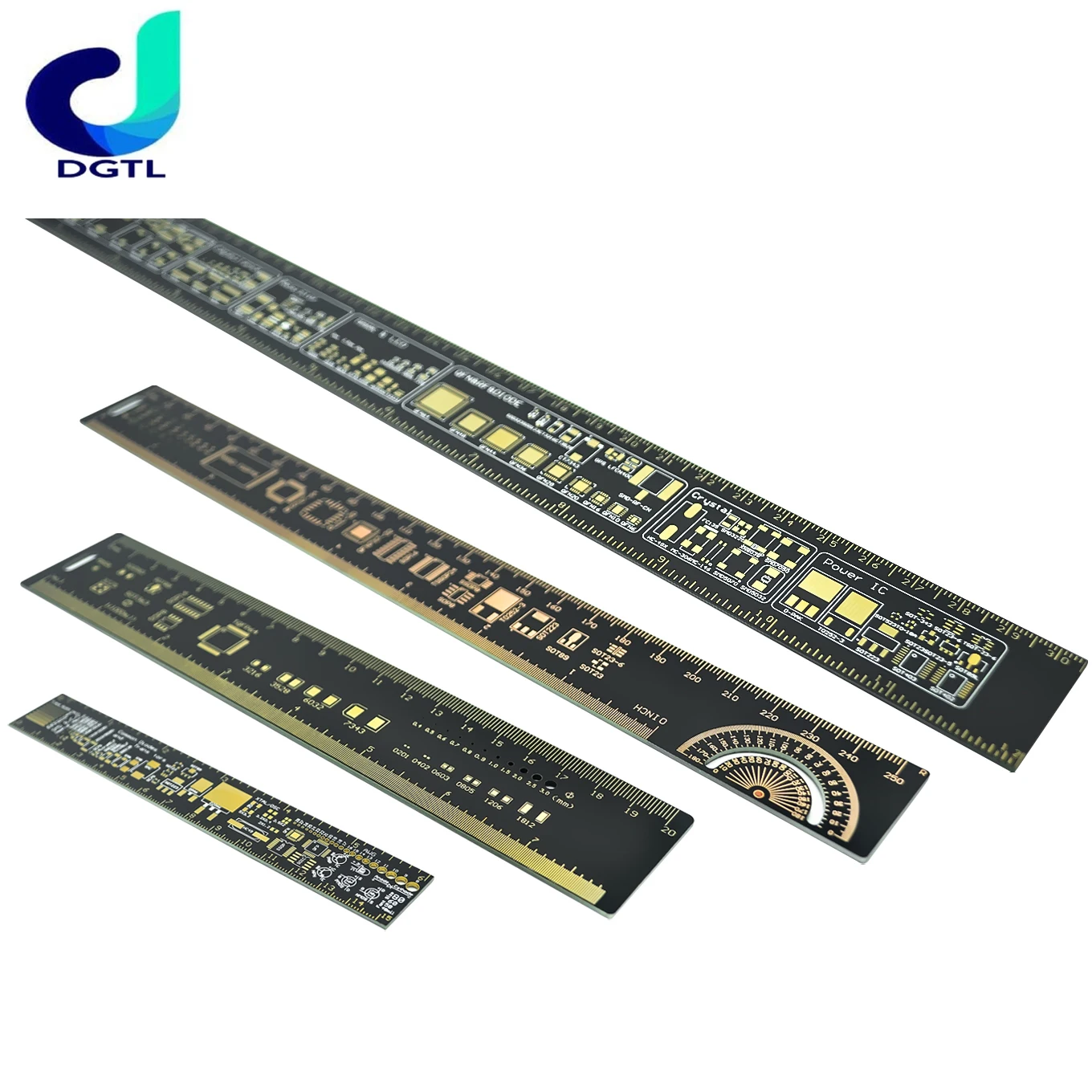 

15cm 20cm 25cm 30cm Multifunctional PCB Ruler Measuring Tool Resistor Capacitor Chip IC SMD Diode Transistor Package 180 Degrees