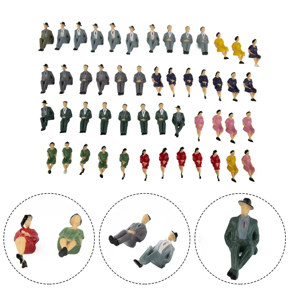 50Pcs 1:32 Budynek Mały Kolor Siedzący Człowiek Piasek Stół Model Rzemiosło Zabawki Malowane Model Ludzie Figurka Siedzący Złoczyńca Zabawka dla dzieci