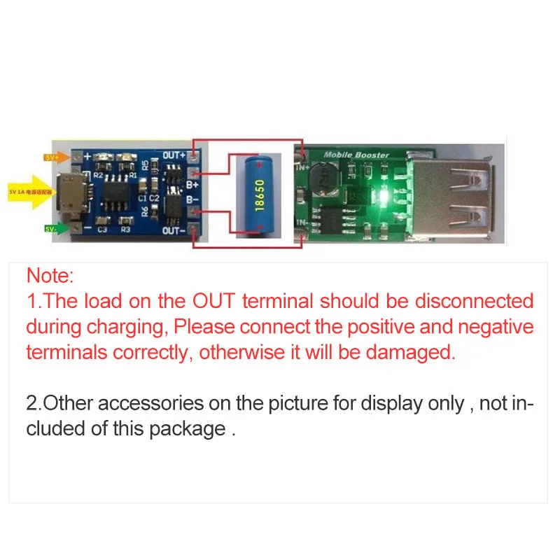 DC DC 5V 1A Micro USB 18650 Lithium Battery Power Charger Module With Protection Module Dual Functions TP4056