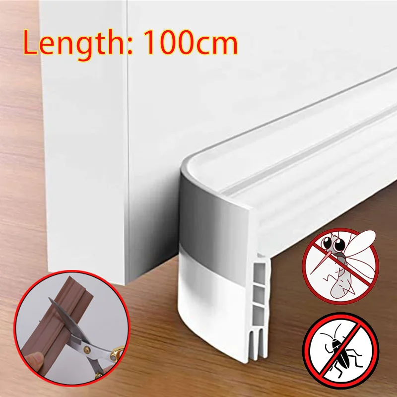 100cm Silicone Door Draught Excluder Door Bottom Sealing Strip Tape Weatherstrip Waterproof Wind Proof Sound Insulation Tape
