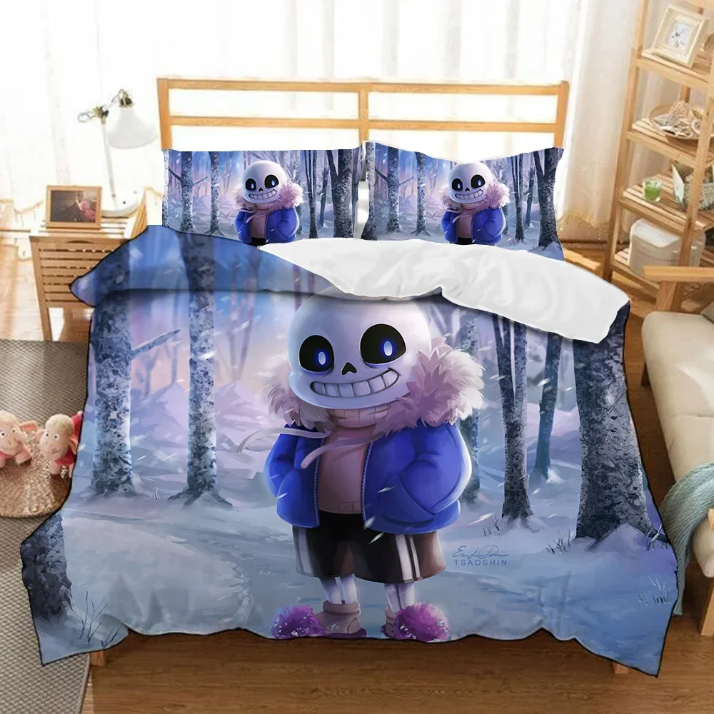 

Game Undertale Sans 3D Printed Duvet Case Pillowcase Bedding Set Twin Full Queen King Size For Kids Bedroom